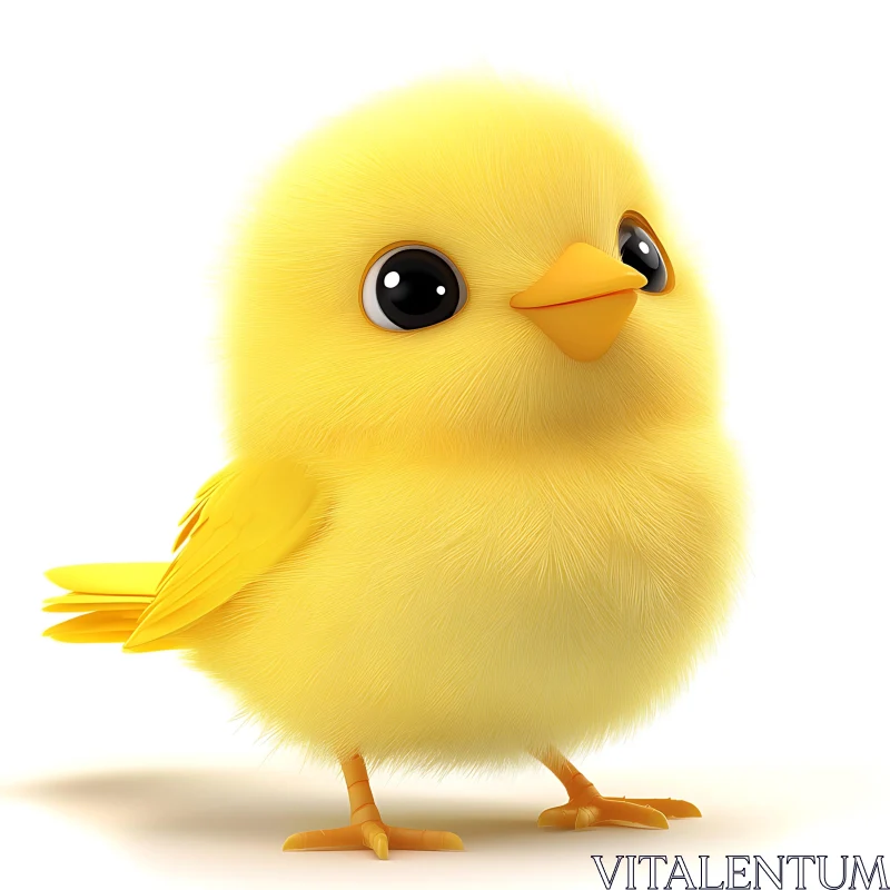 Fluffy Yellow Bird Illustration AI Image