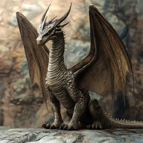 Fantasy Dragon on Rocky Ledge