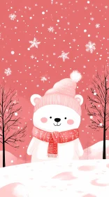 Charming Cartoon Bear in Snow