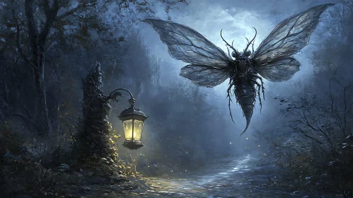 Giant Moth by Glowing Lantern