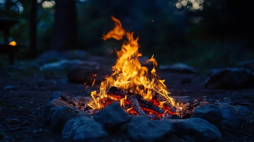 Serene Campfire Amidst Woodlands