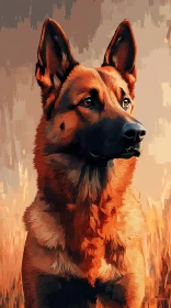 Canine Art: German Shepherd Portrait