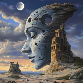 Surreal Stone Face Landscape