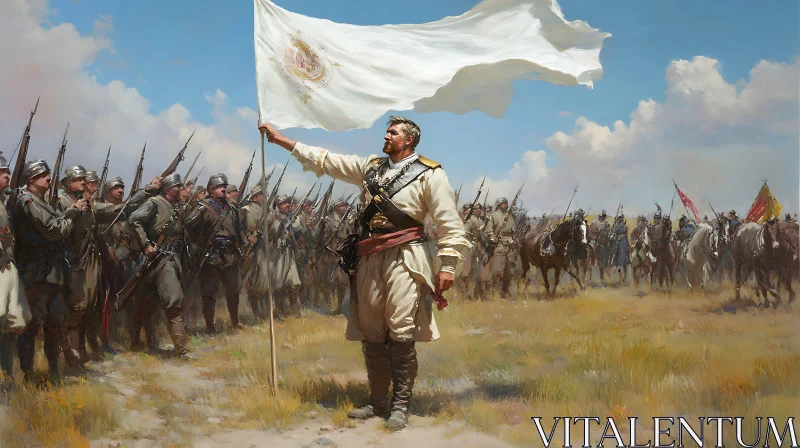 Military Leader with White Flag AI Image