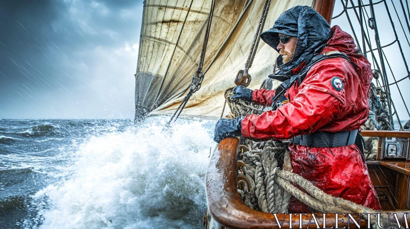 Navigating the Tempest: A Sailor's Resolve AI Image