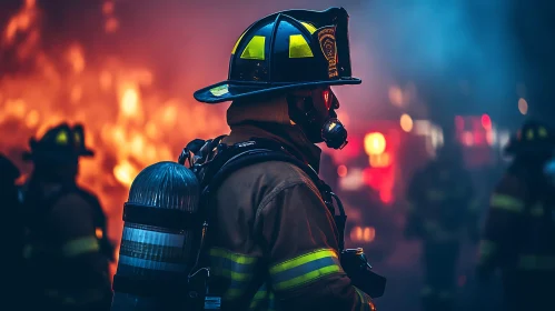 Brave Firefighter in Action