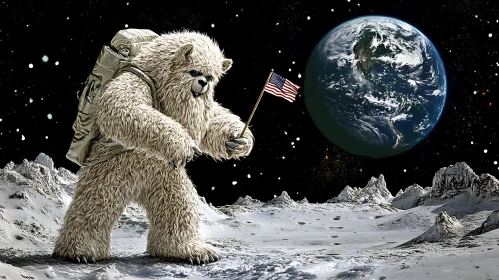 Lunar Bear with American Flag