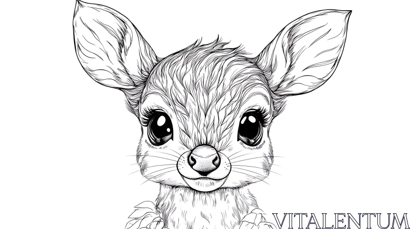 Endearing Sketch of a Young Deer AI Image