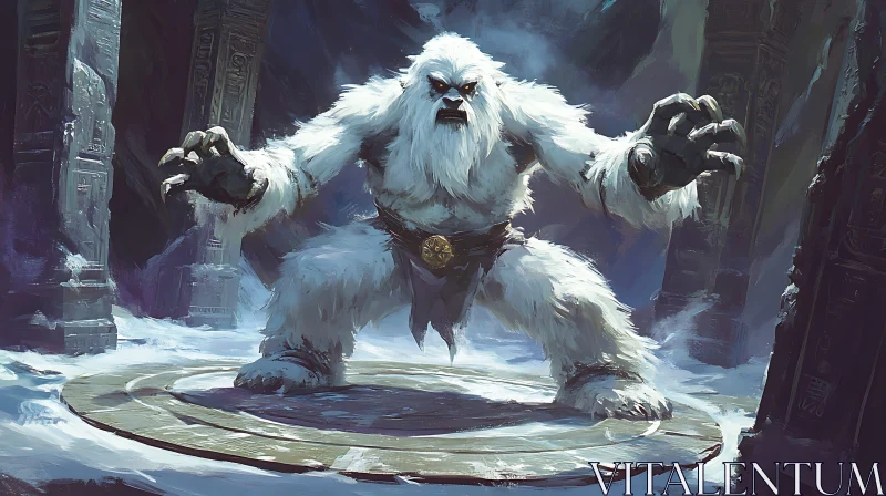 AI ART Fearsome Yeti in Snowy Landscape