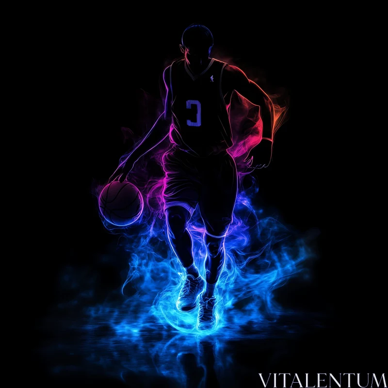 Basketball in Neon AI Image