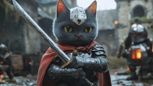 Feline Knight Ready for Battle