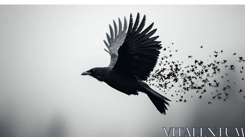 Ephemeral Raven: Dissolving into a Flock AI Image