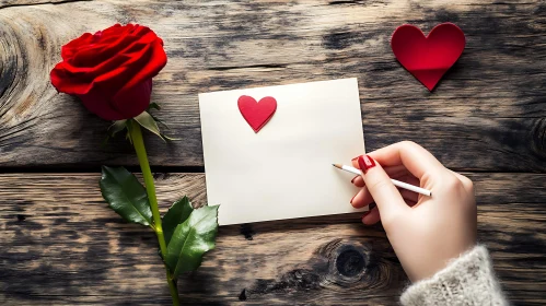 Romantic Rose and Letter Still Life