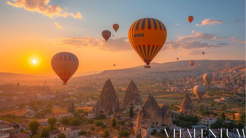 Cappadocia Hot Air Balloons at Sunrise - Whimsical Landscapes AI Image