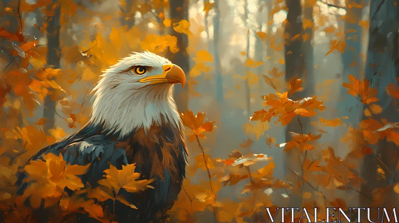 Majestic Eagle with Autumn Leaves AI Image