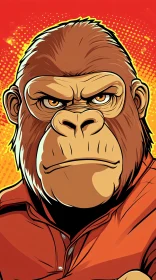 Vivid Comic Ape Portrait