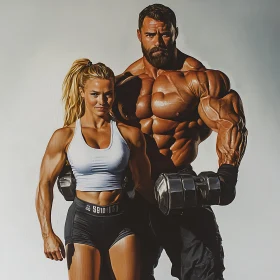 Muscular Couple Fitness Art