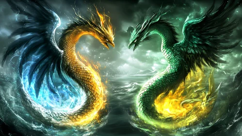 Dragons of Fire and Water Clash