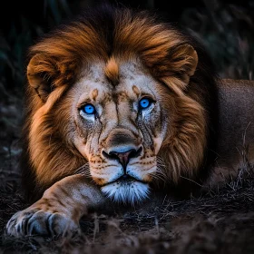 Lion with Blue Eyes