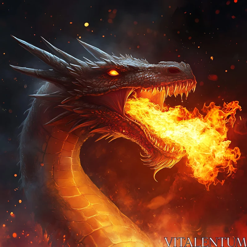 AI ART Fantasy Dragon Igniting Flames