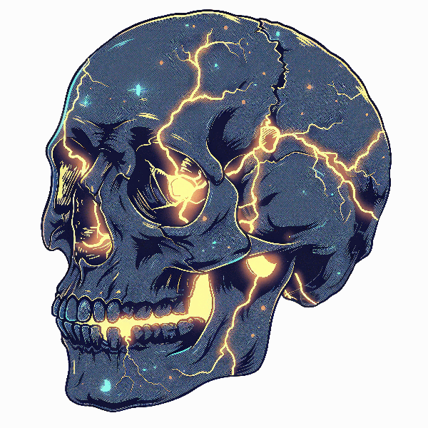 POD Design Skull with Electric Glow Art