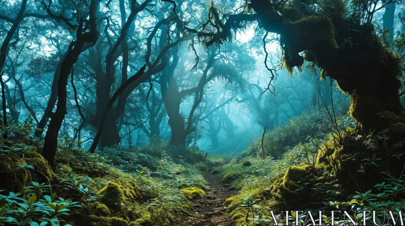 Misty Forest Landscape: A Captivating Natural Beauty AI Image