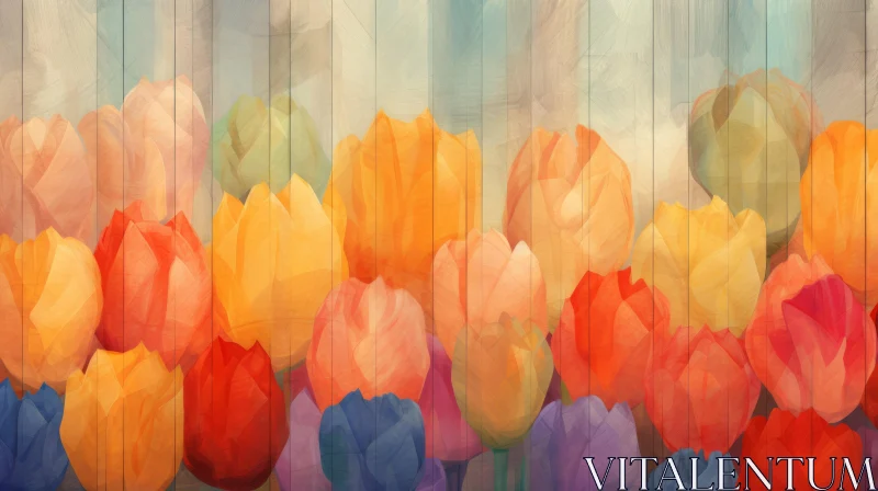 Pastel Dreamscapes: Layered Translucent Tulips Artwork AI Image