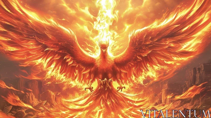 Phoenix Rising: A Majestic Digital Painting AI Image