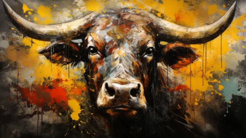 Powerful Bull Oil Painting - A Mesmerizing Blend of Colors and Emotions