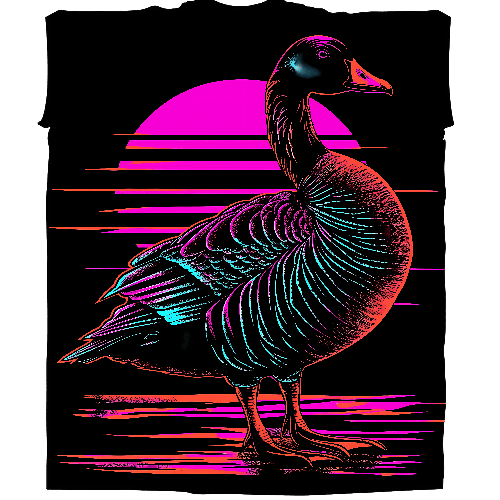 Retro 80s Goose T-Shirt Design in Neon Colors POD Design