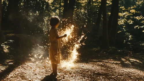 Child's Magical Moment in the Woods