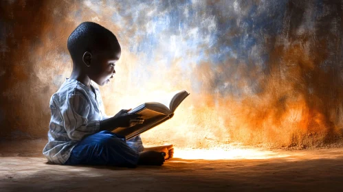 Child immersed in reading