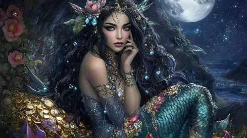 Mystical Mermaid with Treasure Trove