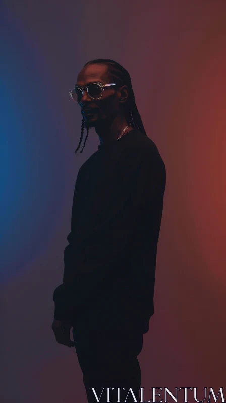 Silhouette of Snoop Dogg in Studio with Gradient Light AI Image