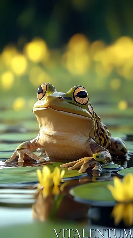 Tranquil Frog in Natural Setting AI Image