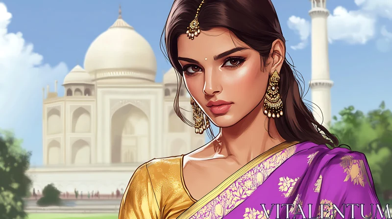 Indian Beauty at the Taj Mahal AI Image