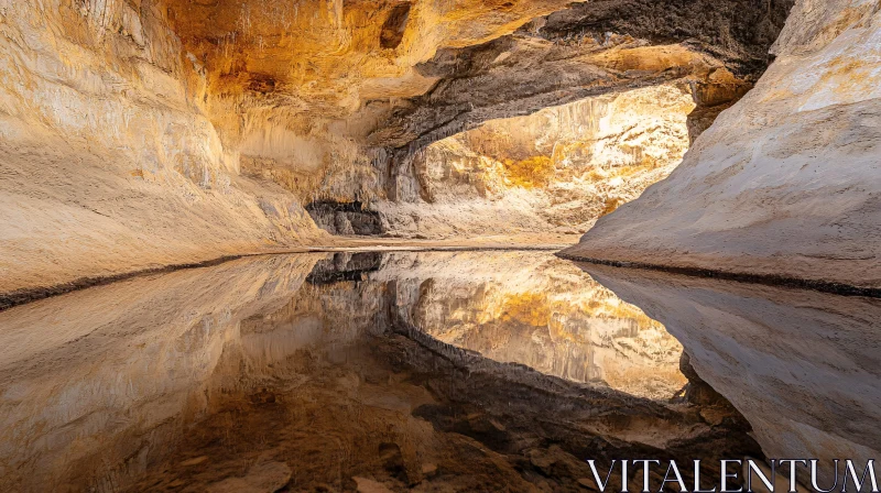 AI ART Symmetrical Reflection in an Enchanting Underground Cave