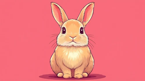 Cute Fluffy Bunny on Pastel Background