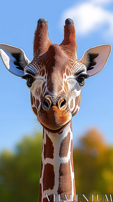 Giraffe Close-Up in Nature AI Image