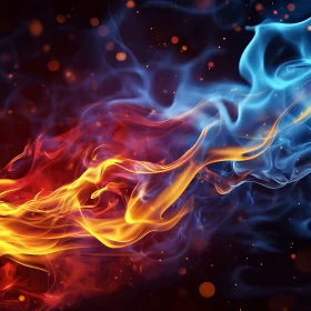 Fiery Flames and Ethereal Smoke in Abstract Art