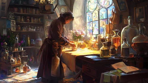 Alchemist's Workshop: Crafting Potions in a Magical Setting