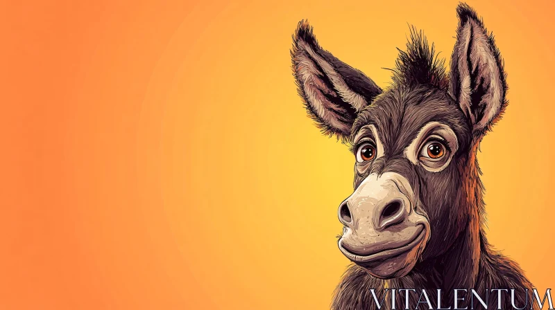 Whimsical Donkey Portrait Art AI Image