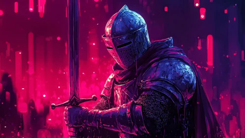 Armored Knight in Neon Light