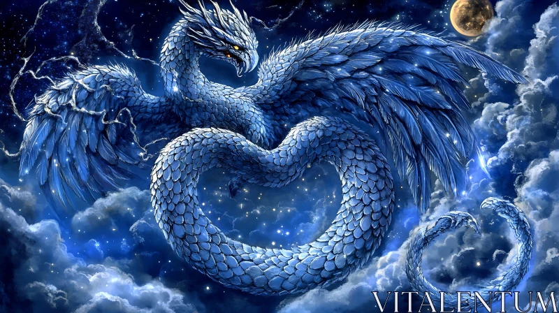 AI ART Mythical Dragon Among the Clouds