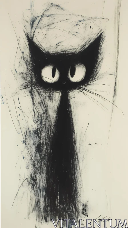 AI ART Mysterious Cat in Abstract Art