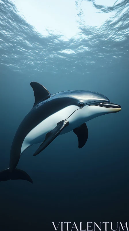 Elegant Dolphin in the Ocean Depths AI Image