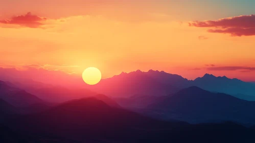 Layered Mountains at Sunset