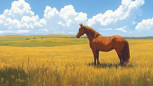 Serene Landscape with Horse