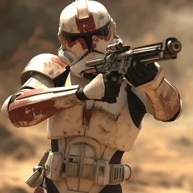 Soldier in White Armor with Weapon