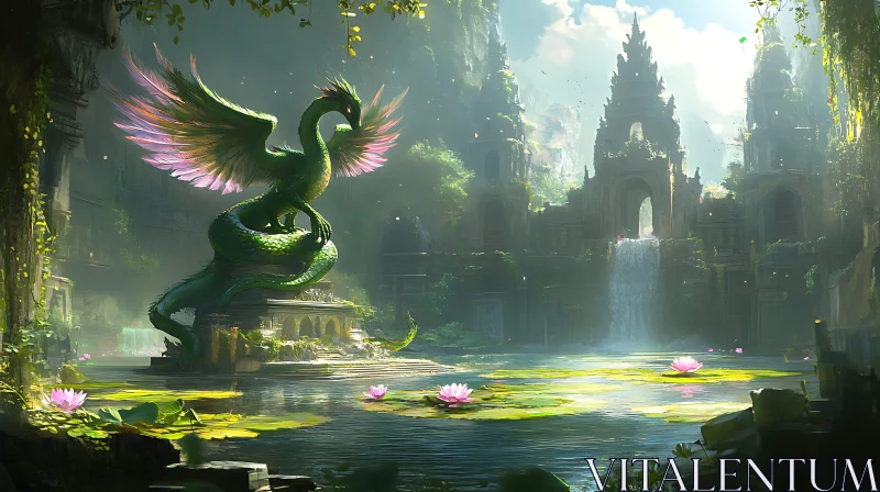 Winged Serpent in a Lost Kingdom AI Image